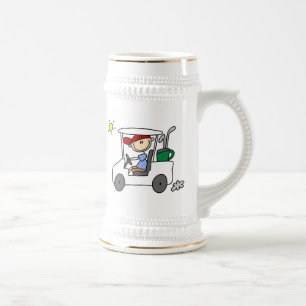 Golfspieler im Golfwagen Bierglas