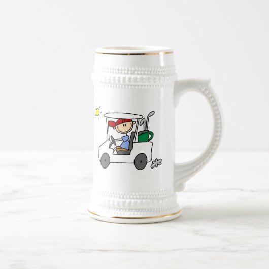 Golfspieler im Golfwagen Bierglas (Rechts)