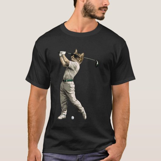 Golfspieler Katze T-Shirt (Vorderseite)