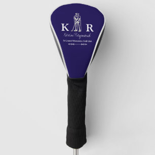 Golfspieler Klassischer Golfer Monogramm Blau Golf Headcover