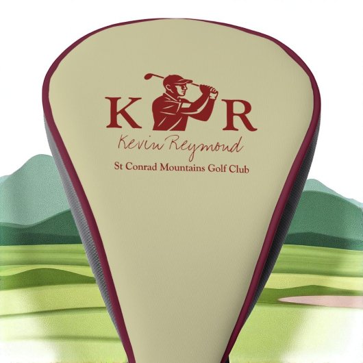 Golfspieler Klassisches Monogramm Roter Golfer Golf Headcover