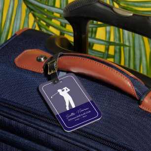 Golfspieler Mann / Golfclub - elegantes Blau Gepäckanhänger