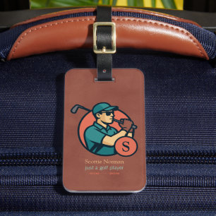Golfspieler modern cool ziegelrot  gepäckanhänger