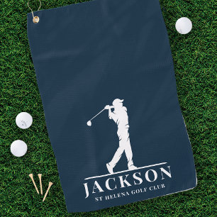Golfspieler-Monogramm Blau Golfhandtuch