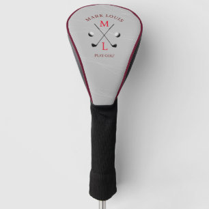 Golfspieler-Monogramm Hellgrau Golf Headcover