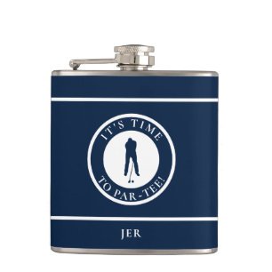 Golfspieler Par-Tee Lustige Golfmonogramm Humor fü Flachmann