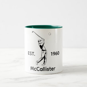 Golfspieler Personalisierter Name und Jahr  Zweifarbige Tasse