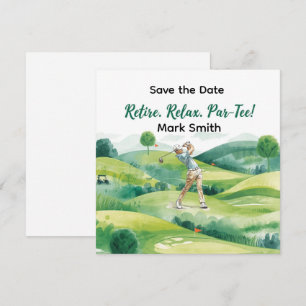 Golfspieler-Renteneintritts-Party auf dem Golfplat Save The Date