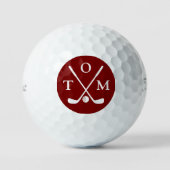 Golfspieler rotes Monogramm drei Buchstaben Spitzn Golfball (Vorderseite)