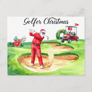 Golfspieler Santa Claus Golfen Weihnachten Urlaub Postkarte