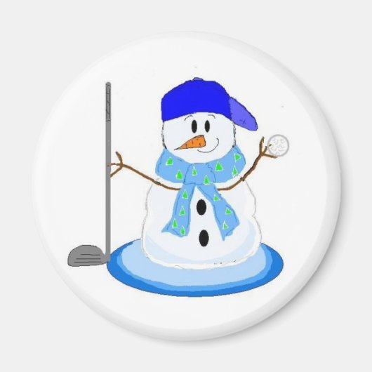 Golfspieler Schneemann Magnet (Vorne)