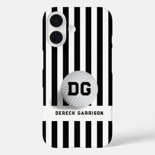 Golfspieler   Schwarze Initialen iPhone 16 Hülle