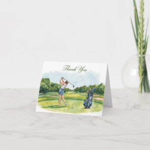 Golfspieler spielt auf dem Golfplatz Dankeskarte