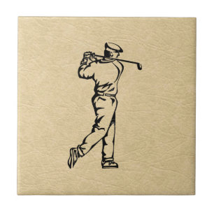 Golfspieler Sport Design Leder-Look Fliese