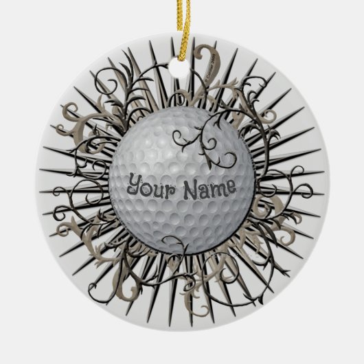 Golfspieler Swirl Keramik Ornament (Vorne)