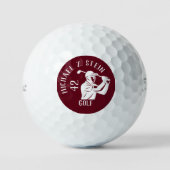 Golfspieler-Symbol, Name und Alter tiefrot Golfball (Vorderseite)