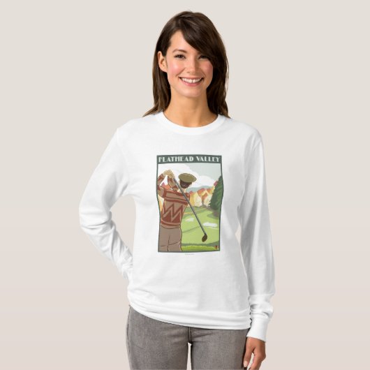 Golfspieler-Szene - Flachkopfsee, Montana T-Shirt (Vorne ganz)