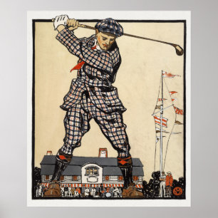 Golfspieler Vintage-Illustration Poster