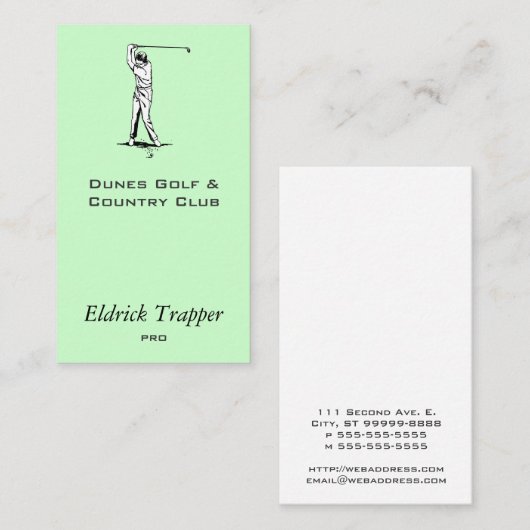 Golfspieler Visitenkarte (Vorne/Hinten)
