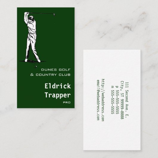 Golfspieler Visitenkarte (Vorne/Hinten)