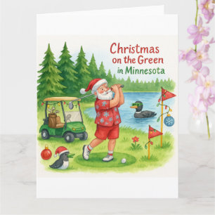 Golfspieler Weihnachtsmann Golfen im Minnesota-See Karte