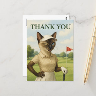 Golfspielerin auf dem Golfplatz Danke  Postkarte
