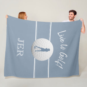 Golfspielerin Damen Sport Chic Staubblau Monogramm Fleecedecke