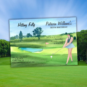 Golfspielerin Frau feiert ihren 50. Geburtstag Einladung