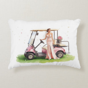 Golfspielerin Frau & rosa Karre  Junggesellinnenab Dekokissen