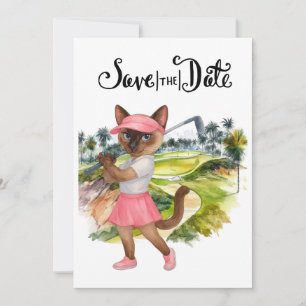 Golfspielerin Katze Braut Junggesellinnenabschied Einladung