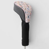 Golfspielerin Pink Blumenmuster Monogramm  Golf Headcover (angewinkelt)