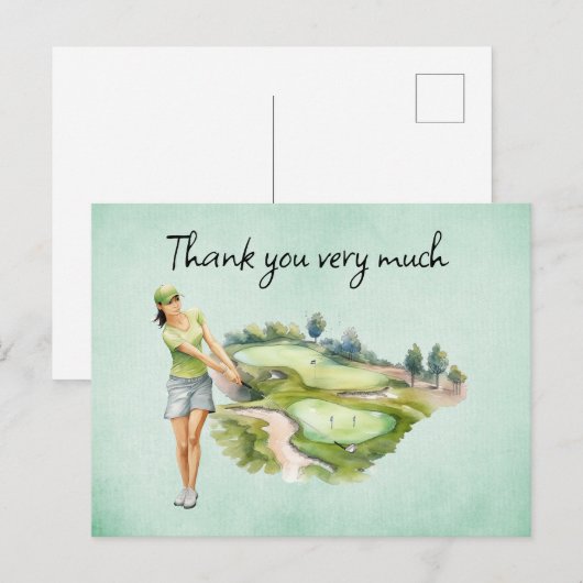 Golfspielerin Postkarte (Vorne/Hinten)