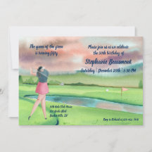 Golfspielerin schwingt Fünfziger 50. Geburtstag