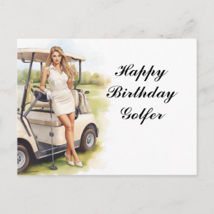 Golfspielerin spielt Golf Geburtstagsgolfer Karte
