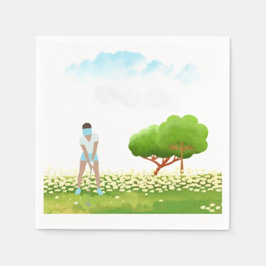 Golfspielerin spielt Golf  Serviette (Vorderseite)