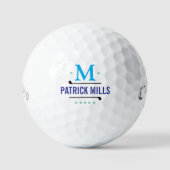 Golfspielern Custom Blue Mit Monogramm Golfball (Vorderseite)