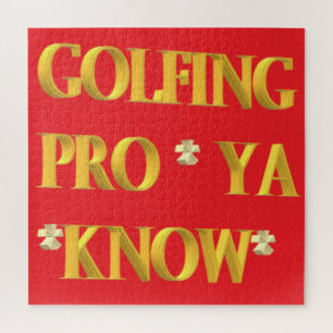 Golfsport Design Rot und Gold Großtext Puzzle