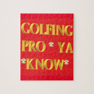 Golfsport Design Rot und Gold Großtext Puzzle