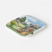 Golftasche auf Golfplatz Pappteller (Gewinkelt)