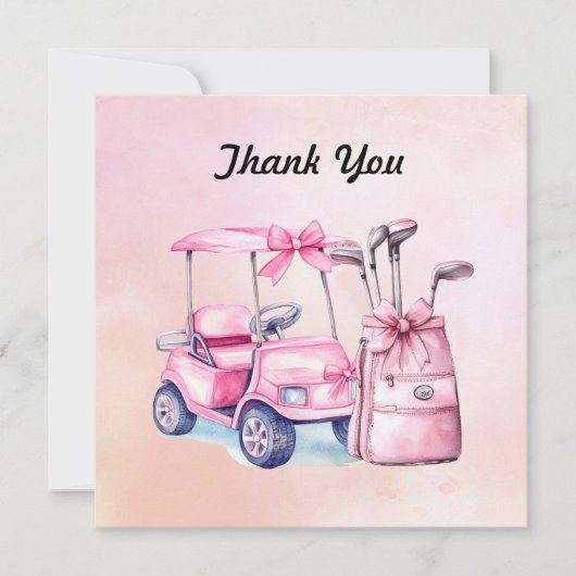 Golftasche in rosa Thema für Mädchen Dankeskarte (Vorderseite)