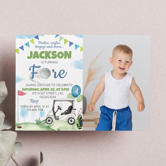 Golfthema 4. Geburtstag Party Einladung