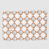 Golftücher Monogram Burnt Orange Weißes Muster Golfhandtuch (Horizontal)