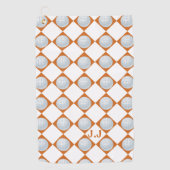Golftücher Monogram Burnt Orange Weißes Muster Golfhandtuch (Vorderseite)
