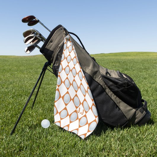Golftücher Monogram Burnt Orange Weißes Muster Golfhandtuch