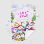 Golftücher zu Weihnachten mit Happy Snowmans Party Golfhandtuch (Insitu)