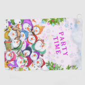 Golftücher zu Weihnachten mit Happy Snowmans Party Golfhandtuch (Horizontal)