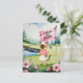 Golfturnier der Frau für die siamesische Katze Gol Postkarte (Stehend Vorderseite)