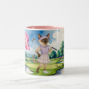 Golfturnier der Frau für die siamesische Katze Gol Zweifarbige Tasse