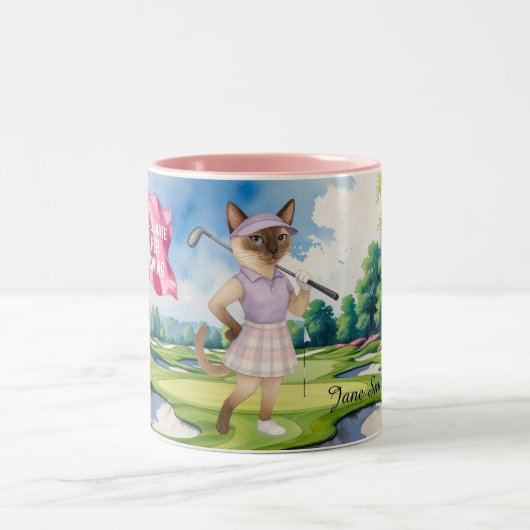 Golfturnier der Frau für die siamesische Katze Gol Zweifarbige Tasse (Mittel)