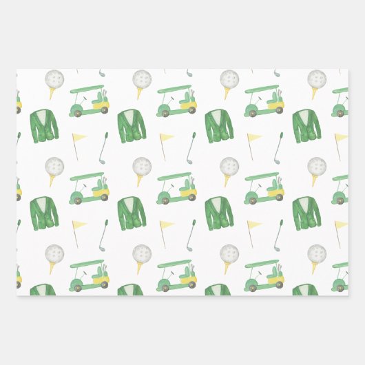 Golfturnier in Aquarellgrün und Gelb Geschenkpapier Set (Vorderseite 2)